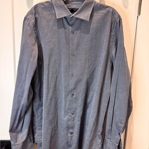 Banana Republic Men’s fitted French Cuff Dress Shirt XL 117.5 grey micro pattern